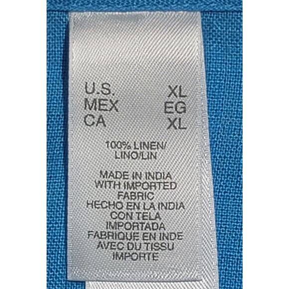 Liz Claiborne Lizwear Blue Button Up Collarless Top XL Lightweight Long Sleeves - Picture 4 of 6